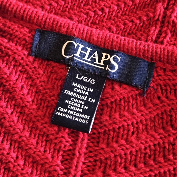 CHAPS, Vibrant red v-neck 100% cotton sweater - Picture 14 of 14
